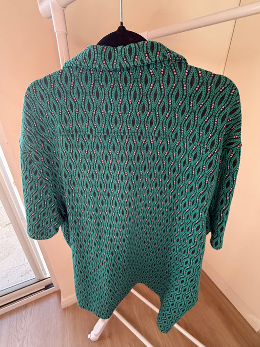 Kenji green geometric knit shirt, men's XL, photo 2