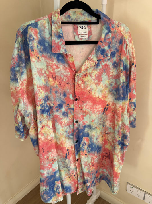 Zara pink tie-dye shirt, men's XL
