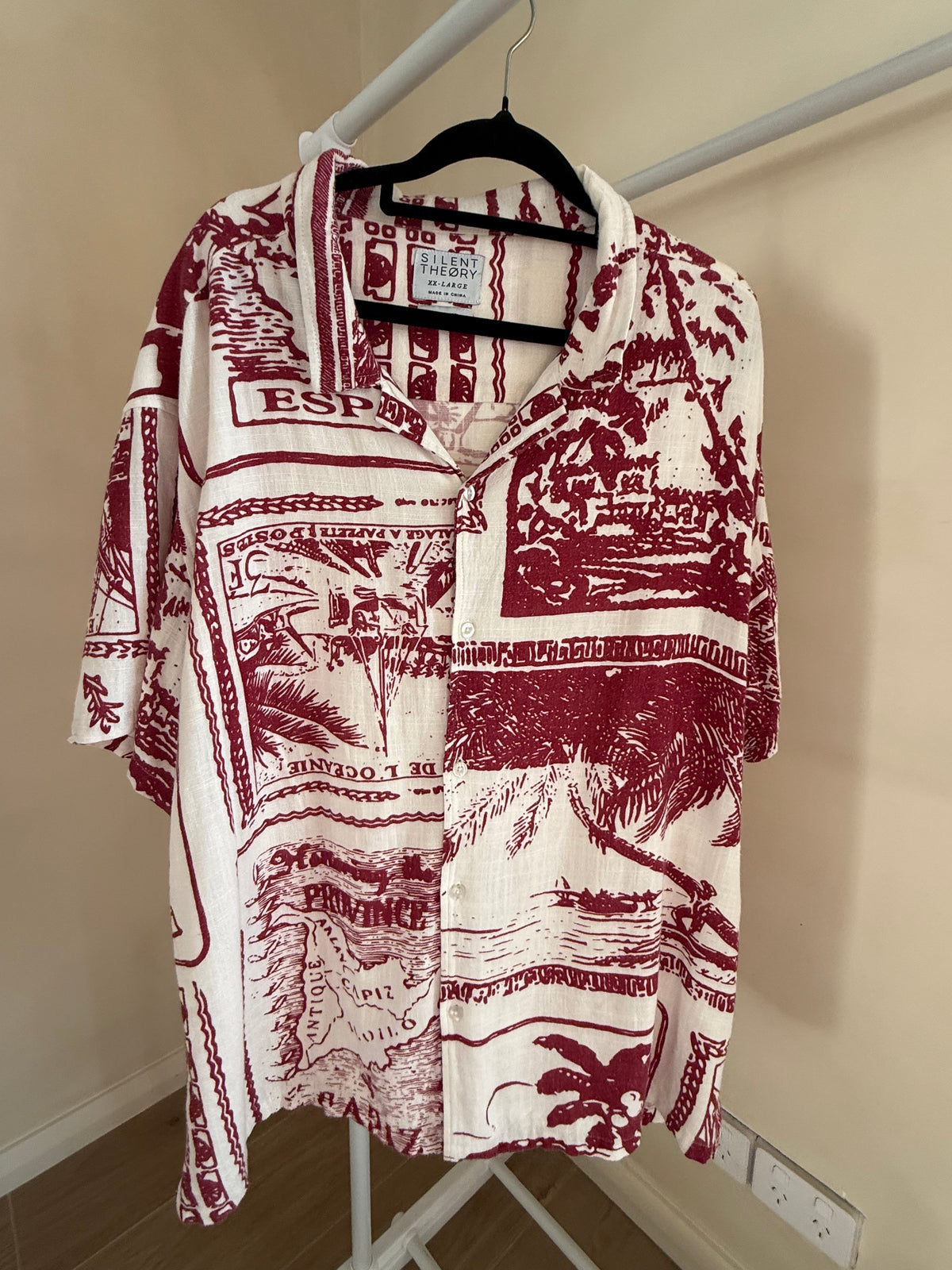 Silent Theory postcard print shirt, men's XXL
