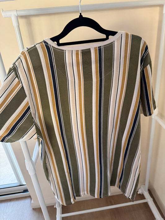 Kenji olive stripe tee, men's XL, photo 2