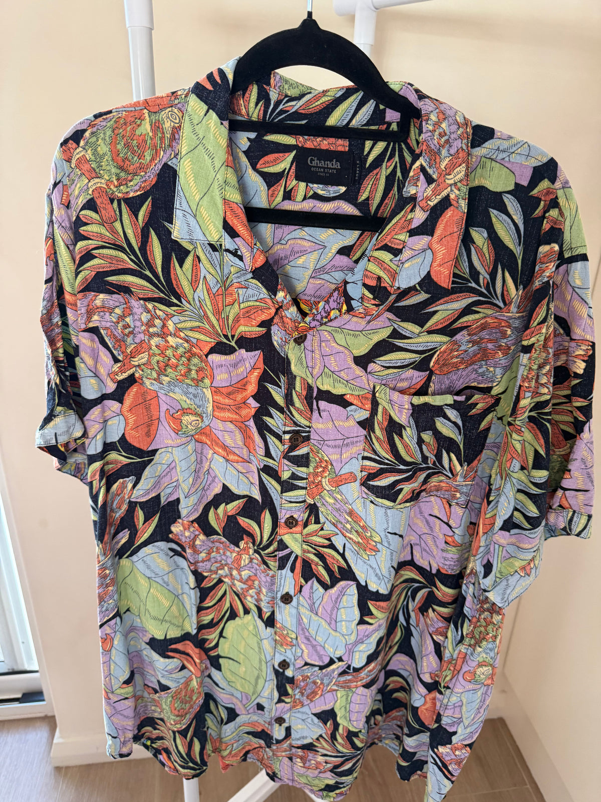 Ghanda tropical floral shirt, men's XL