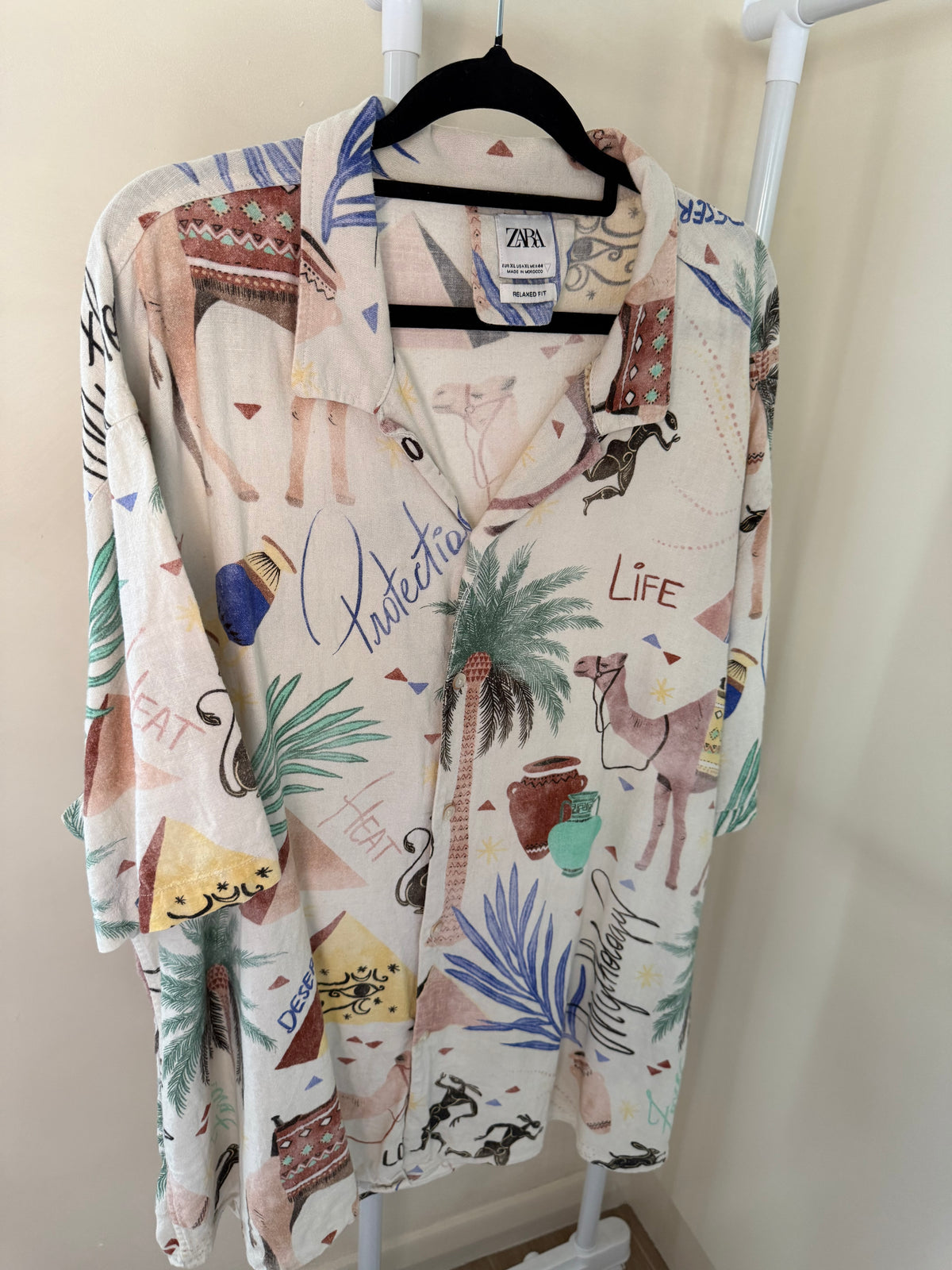 Zara camel print relaxed shirt, men's XL