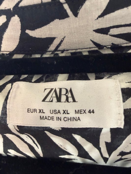 Zara black & white leaf print shirt, men's XL, photo 2