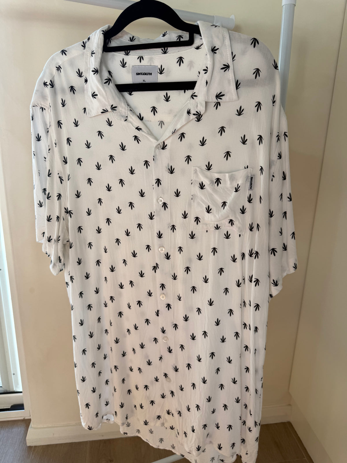 St Goliath white palm print shirt, men's XL, photo 2
