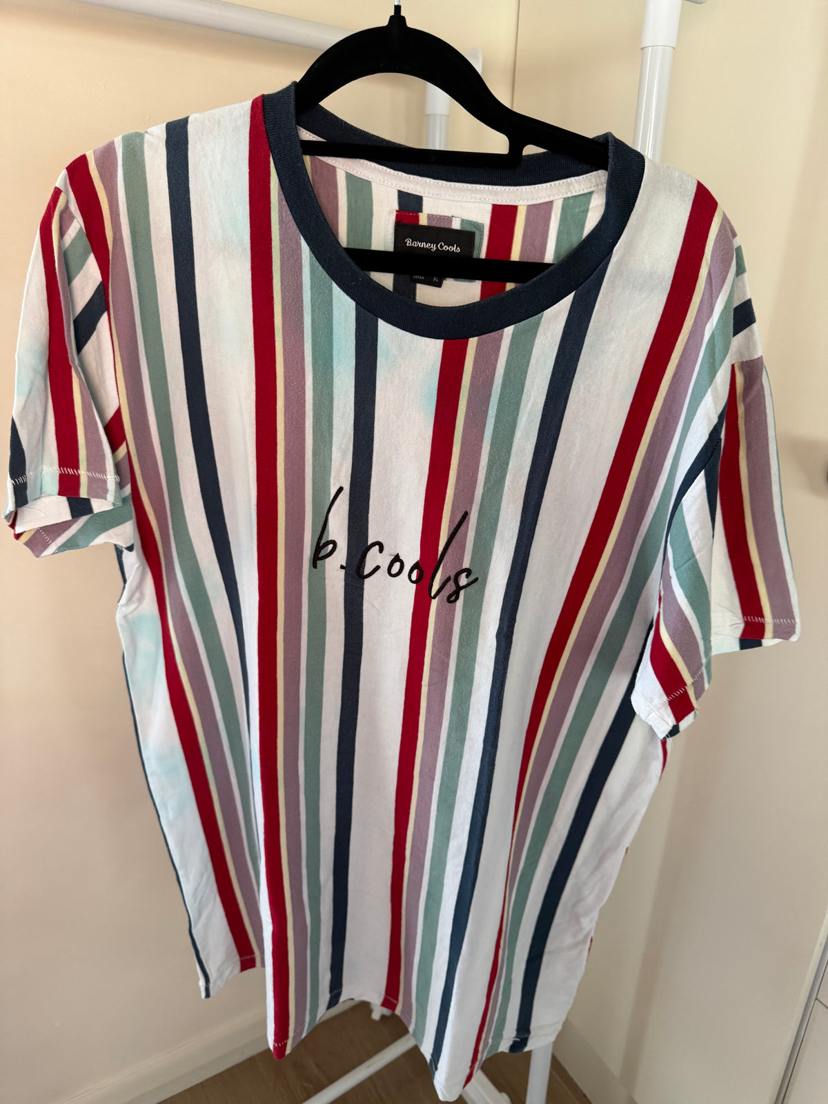Barney Cools vertical stripe tee, men's L