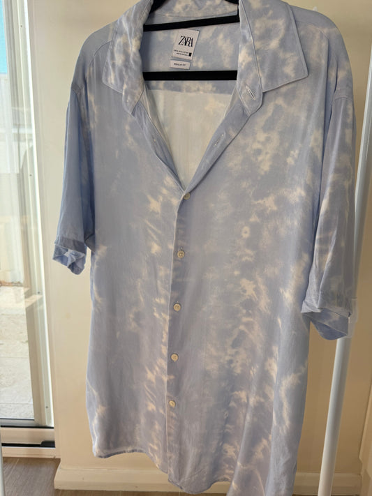 Zara blue tie-dye shirt, men's XL