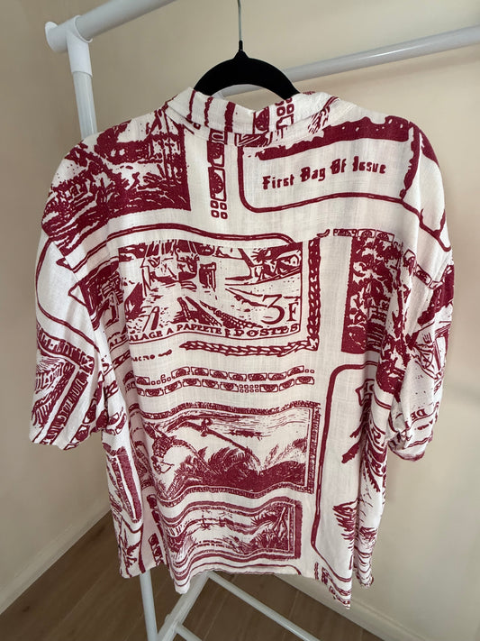Silent Theory postcard print shirt, men's XXL, photo 3