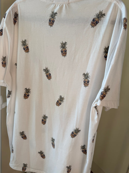 French Connection pineapple print tee, men's XL