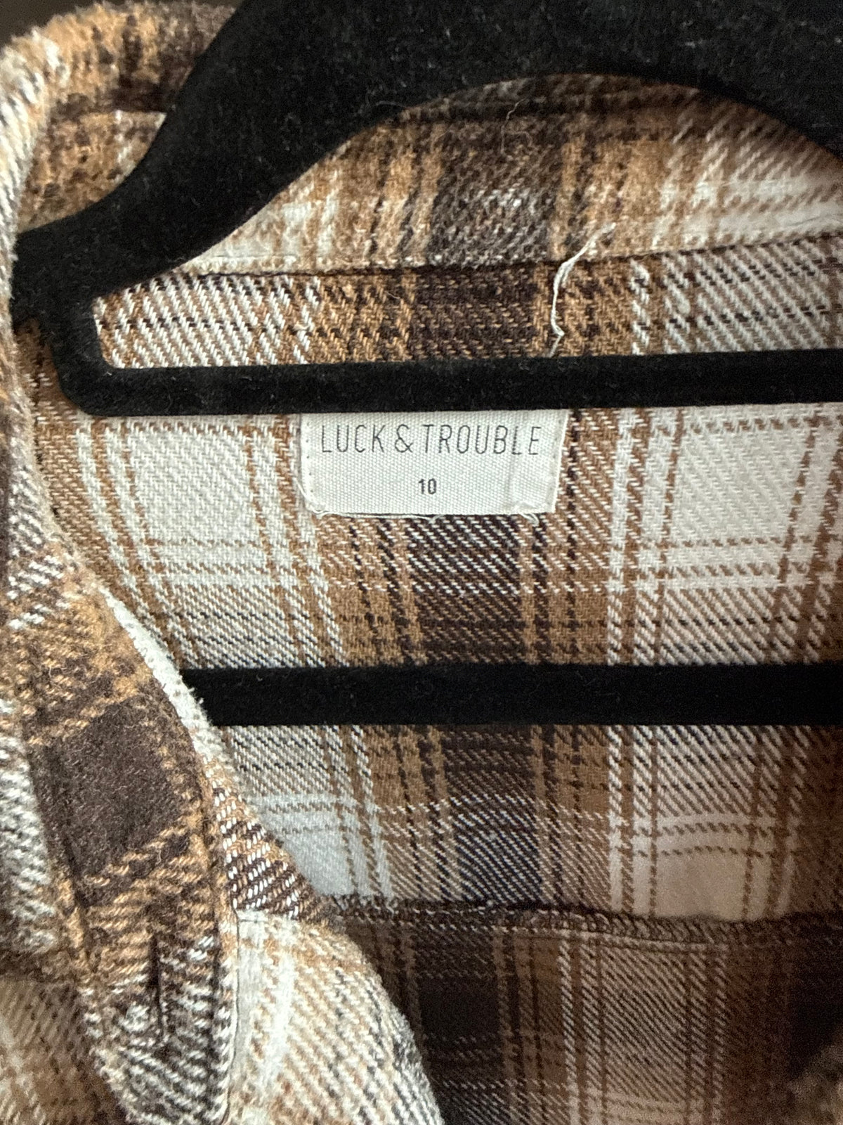 Luck & Trouble check flannel shacket, women's 10, photo 3