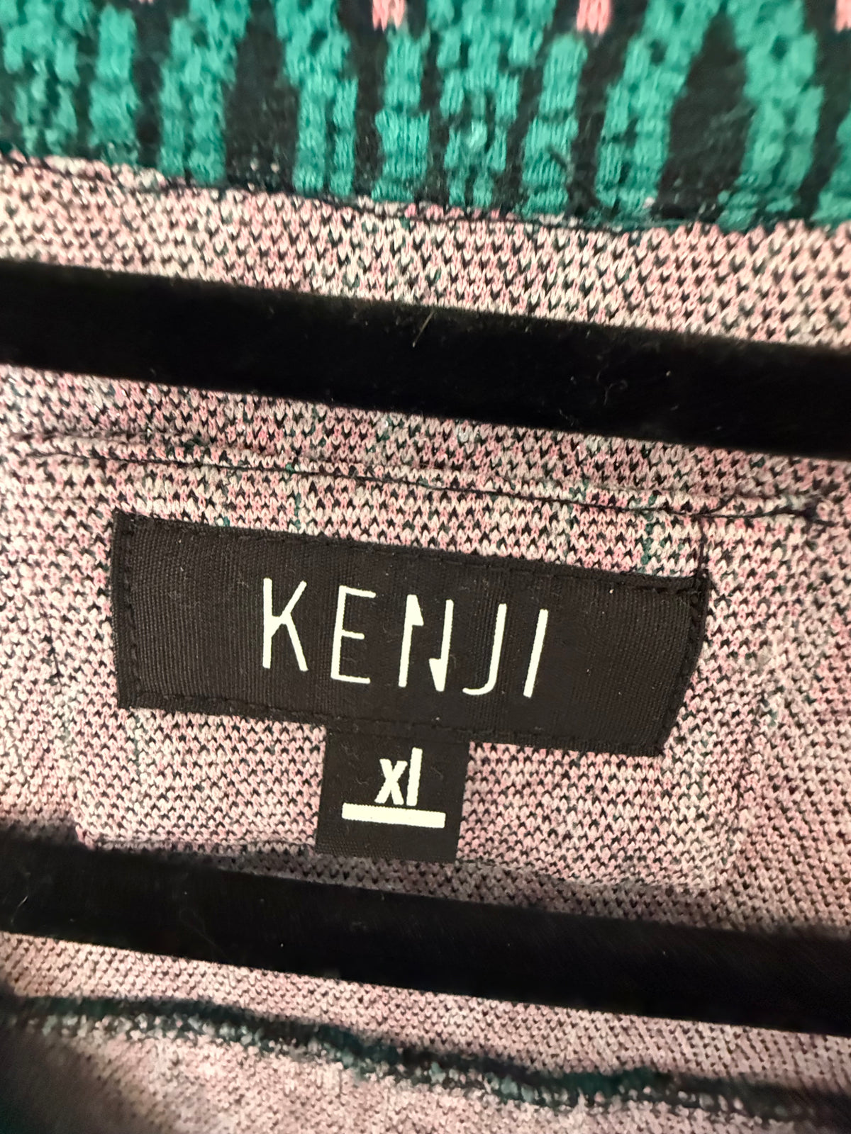 Kenji green geometric knit shirt, men's XL, photo 3